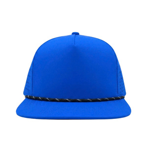 Custom Embroidery Logo 5 Panel Rope <b>Flat</b> Brim Waterproof Fabric Laser Cut Hole Snapback <b>Cap</b> And Hat Wholesale For <b>Man</b> And Woman - Product Image 1