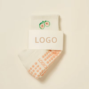 Cute Floral Embroidery Ankle <b>Socks</b> With Anti-Slip <b>Grip</b> For Women Spring Daily Wear Cotton Knitted Pilates <b>Socks</b> - Product Image 1