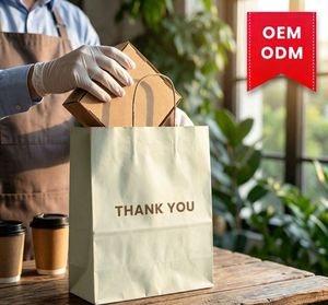 Bolsas de Papel Kraft Personalizadas y Resistentes para Restaurantes y Cafés, Bolsas de Papel Kraft para Alimentos con Diseño Plano y Ecológico - Product Image 1