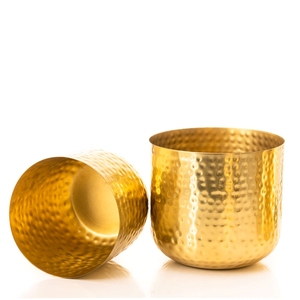 Juego de 2 Macetas de Latón Forjado a Mano, Modernas y Minimalistas, para Interiores, Acabado Dorado, Decoración de Escritorio - Product Image 2