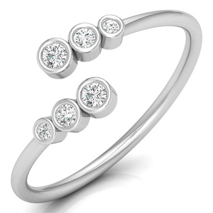 Bague ouverte sur mesure en or avec diamant cultivé en laboratoire pour femmes, bague de mariage à la mode, réglage de lunette à coupe brillante - Product Image 3