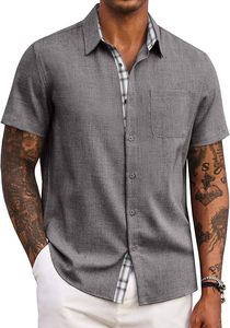 Camisa Casual con Botones para Hombre Fly Fit 2025, 100% Algodón Orgánico Transpirable, Satinado, Estilo Urbano, Manga Corta, para Playa y Verano - Product Image 6