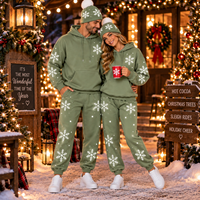 Ensemble de survêtement de Noël personnalisé pour couple, en polaire, avec sweat à capuche, pantalon de jogging et bonnet assorti