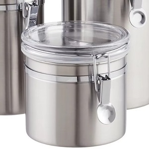 Most Selling Stainless Steel Airtight Storage <b>Jars</b> with Glass Lids and Clip Locks for Kitchen Use - Product Image 3