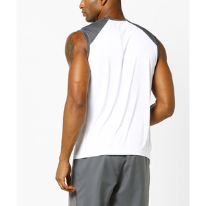 Camiseta sin Mangas para Hombre, Blanca y Gris, Cuello Redondo, Tejida, de Secado Rápido, Deportiva, de Color Sólido, Informal - Product Image 2