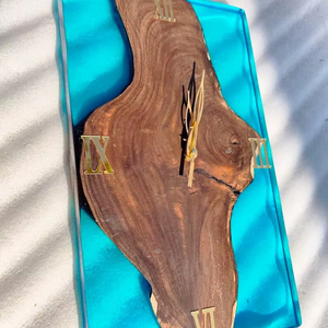 Epoxy Wooden Wall <b>Clock</b> Live Edge Wood <b>Clock</b> Handmade Statement Timepiece Rustic Modern Home Decor Housewarming Gift - Product Image 1