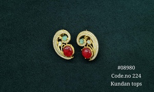 Pendientes colgantes vintage 08980, chapados en oro, con piedra doble de circonita, pendientes de latón con diseño floral para mujer, joyería para fiestas. - Product Image 5