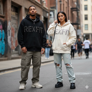 Sweat à capuche zippé personnalisé pour homme, en molleton 100% coton 500 GSM, coupe et couture, dernier design, impression sérigraphique, strass personnalisés - Product Image 3