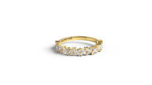 Elegant 18K Gold Marquise Round Diamond Flower Ring Floral Cluster Band Unique Stackable Ring Eternity Ring Jewelry for Women - Product Image 1