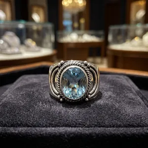 925 Sterling Silver Blue Topaz Statement Ring Handmade Vintage Bohemian Cocktail Jewelry For Women Men - Product Image 5
