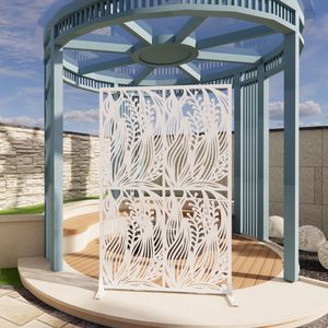 Free Standing W3.8Ft X H6Ft Metal Indoor/Outdoor Decorative <b>Privacy</b> Screen for Patio <b>Balcony</b> Indoor Dividers - Product Image 3