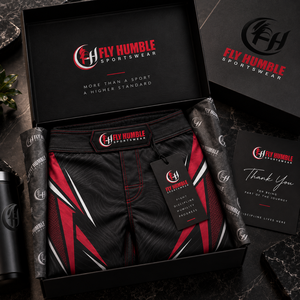 Pantalones Cortos de MMA para Hombre Fly Humble, Negros y Rojos con Estampado por Sublimación, Absorben la Humedad, Ajuste Atlético, Ropa Deportiva, los Más Vendidos al por Mayor - Product Image 5