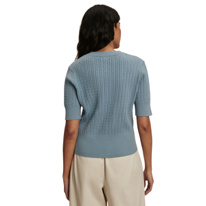 Cardigan en maille torsadée à manches courtes pour femme, boutonné sur le devant, en mélange de coton doux, léger, élégant et décontracté, idéal pour la superposition - Product Image 4