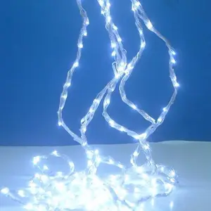 크리스마스 블루 실내 결혼식 천장 커튼 화려한 로프 끈 10 미터 물 커튼 수영장 폭포 led 빛