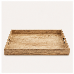 Premium Rectangular Wooden Serving <b>Tray</b> With Integrated Handles Durable Rustic Wood Finish For Coffee Table Ottoman & <b>Breakfast</b> - Product Image 1