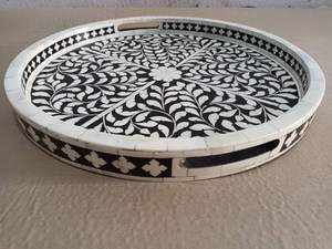 Bandeja de mesa de lujo con incrustaciones de hueso para exhibición decorativa - Product Image 3