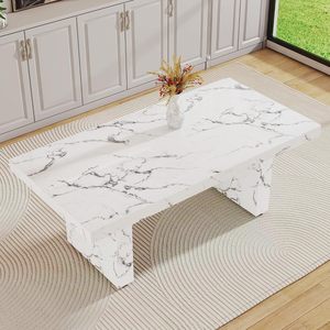 Table à manger de luxe en marbre Calacatta, personnalisable, en pierre naturelle, de forme rectangulaire, pour la maison, la villa, l'hôtel - Product Image 2