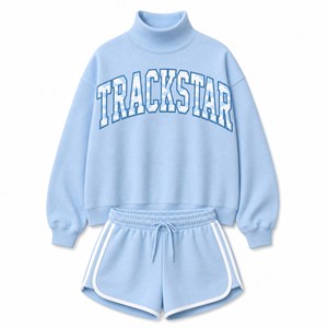 ชุดเสื้อแขนยาวและกางเกงขาสั้นลายโลโก้ Trackstar สำหรับผู้หญิง รุ่น TS-SET-070 - Product Image 1