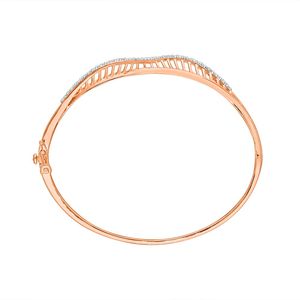 Rose Gold Lab Grown Diamond Wave Design <b>Bangle</b> <b>Bracelet</b> - Product Image 2