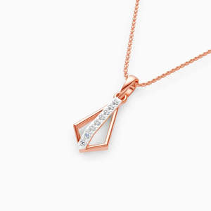 Colgante de diamante cultivado en laboratorio con líneas geométricas de 0.12 quilates en oro amarillo, blanco y rosa de 9 quilates - Product Image 1