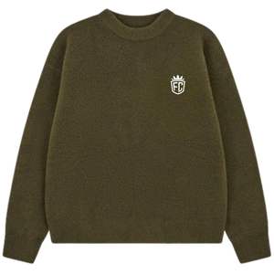 เสื้อสเวตเตอร์ถักสีกากี ผ้าฝ้ายพรีเมียมเนื้อนุ่ม สวมใส่สบาย ทรงหลวม แขนยาว เหมาะสำหรับใส่ลำลองในชีวิตประจำวัน - Product Image 1