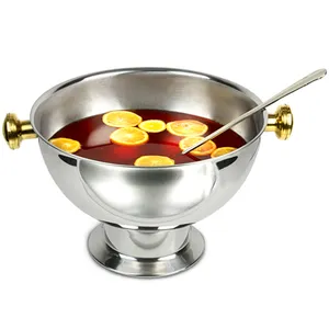 Bol à punch en acier inoxydable de haute qualité avec poignées robustes, bol de service alimentaire pour boissons, glace, jus, cocktails et traiteur - Product Image 3