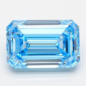 Pierre de diamant bleu fantaisie de taille émeraude, cultivée en laboratoire, pour la création de bijoux - Product Image 2
