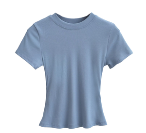 T-shirt pour femme en coton doux uni de qualité supérieure, vente en gros, décontracté, été, t-shirt pour femme, coupe ample personnalisée - Product Image 3