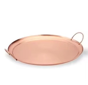 Bandeja Decorativa Ovalada de Cobre con Asas, Plato de Servir Artesanal de Metal Minimalista - Product Image 1