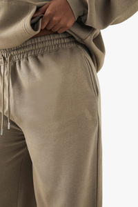 2026 New Arrival Women's Hooded Sweatshirt Set Fleece Casual Regular Fit Full Length Beige Plus Size Streetwear Autumn Wear - Product Image 3