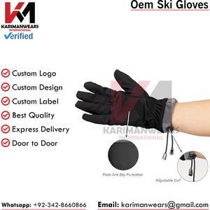Gants de ski pour hommes et femmes avec doigts compatibles écran tactile, tissu imperméable, doublure thermique, OEM ODM, exportateur en gros - Product Image 2