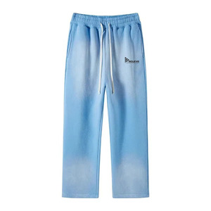 Joggers décontractés noirs pour hommes, coupe droite, respirants, séchage rapide, anti-boulochage, délavage acide, écologiques, avec cordon de serrage - Product Image 4