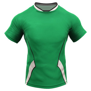 Ensemble uniforme de rugby vert et blanc pour homme, col rond, manches courtes, évacuation de l'humidité, coupe athlétique, toutes saisons, impression sublimée - Product Image 2