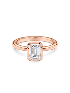 Bague de fiançailles contemporaine à taille émeraude avec diamant de laboratoire de 1+ carat |   Or jaune, blanc, rose et platine 18 carats - Product Image 4