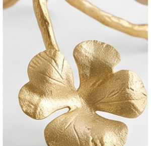 Elegant Handmade Metal Flower Bowl With Gold Leaf <b>Legs</b> Decorative Centerpiece For <b>Table</b> And Counter Display - Product Image 2