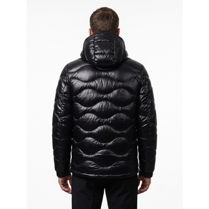 Chaqueta Acolchada con Capucha Brillante para Hombre, Invierno, Casual, Impermeable, Transpirable, Resistente al Viento, Tejido PU, Poliéster/Nailon, Cierre de Cremallera - Product Image 3