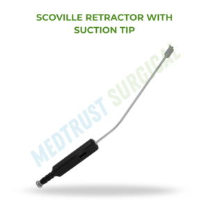Rétracteur Scoville avec embout d'aspiration 220 mm, instrument chirurgical pour la rétraction des racines nerveuses et la décompression par aspiration - Product Image 2
