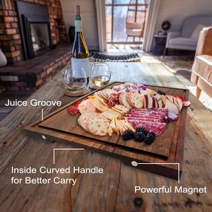 Tagliere Magnetico Extra Large in Legno di Acacia 66x33 cm con Manici per Feste di Inaugurazione Casa, Natale e Halloween - Product Image 5