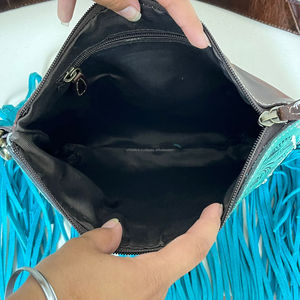 2025 Large Capacity Factory Direct Handmade Tooled Leather Fringe Crossbody Bag for Women Cowhide Zipper Shoulder Handbag Purse - Product Image 6