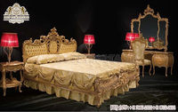 Lit Queen Size, Style Empire Royal, 4 pièces, lit classique italien, avec Tables latérales, noir Royal et doré, meubles de chambre à coucher