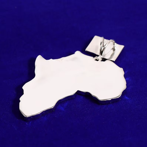Iced Out Africa Map Pendant for Men with Flag Design Diamond Look Stones Silver Rhodium Plated Luxury Hip Hop Party Jewelry - Product Image 3