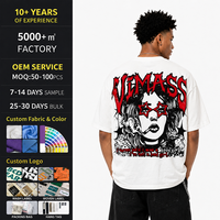 Kaos Oblong Oversize Berbahan Katun Tebal dengan Grafis, Atasan Streetwear untuk Grosir Kustom, Perlengkapan Pakaian Fashion Hip Hop