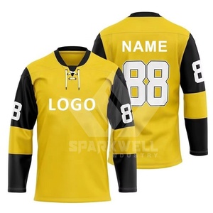 Custom Men's White Red Ice Hockey Jersey Front Logo Number Full Sleeve Breathable Mesh Sublimated 100% Polyester Quick Dry - Product Image 5