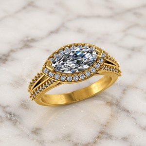 Anillo de Eternidad Vintage de Plata 925 Chapado en Oro con Moissanita de Corte Marquesa y Diamantes Engastados, Anillos Finos Unisex para Compromiso y Boda, Regalo - Product Image 6