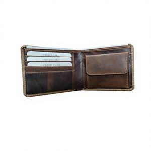 Cartera de Cuero de Oveja Corta para Hombre, Calidad Premium Personalizada, Exclusiva OEM ODM, Patrón de Estrella Bordado, Monedero de Cuero Genuino - Product Image 1