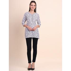 TRENDING SOFT COTTON DIGITAL PRINTED SHORT <b>KURTI</b> WHITE - Product Image 1
