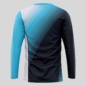 เสื้อเชิ้ตผู้ชายแฟชั่นลำลอง แขนยาว คอกลม ผ้าถัก พิมพ์ลายดิจิตอล โลโก้ด้านหน้า ระบายอากาศได้ดี แห้งเร็ว - Product Image 3