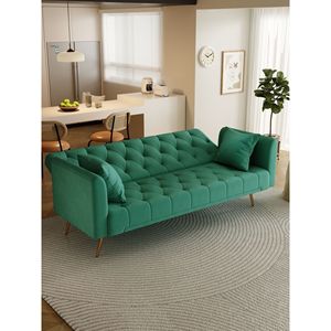 Divano Convertibile Americano Retrò da 71 Pollici in Velluto Verde per Piccoli Soggiorni, Camere da Letto o Uffici - Product Image 3