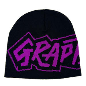 High Quality Knitted Unfold purple <b>Winter</b> <b>Caps</b> Custom Acrylic Beanies Cuffless with Your Own logo - Product Image 1