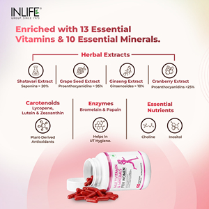 Cápsulas Multivitamínicas para Mujeres, 23 Vitaminas y Minerales con Biotina, D3, Calcio, Ginseng, Semilla de Uva, Arándano, 60 Unidades - Product Image 4